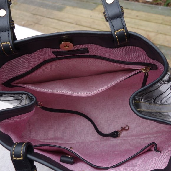 Dooney & Burke Designer Purse Handbag Purple Eggplant Croc Print NWT Tassels - Picture 5 of 13